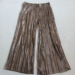 mark. ♡ metallic wide flare leg loose pants gold black avon